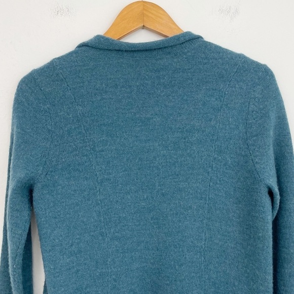 Eileen Fisher Merino Wool Teal Draped Open Front Long Sleeves Sweater Cardigan S - Picture 10 of 16